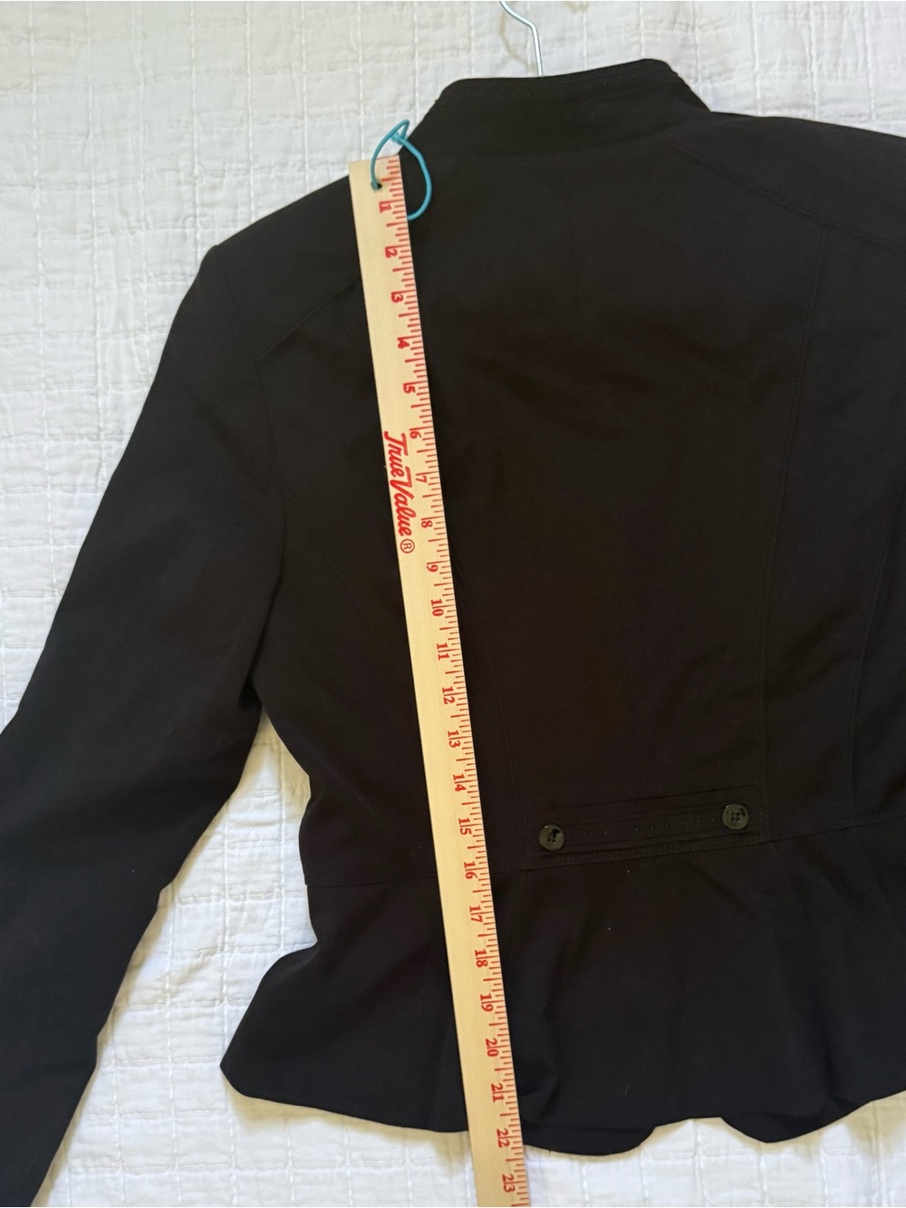 WHBM Black Peplum Blazer Size 8 Tailored Stretch Jacket Stand Collar Career Chic - Picture 6 of 7